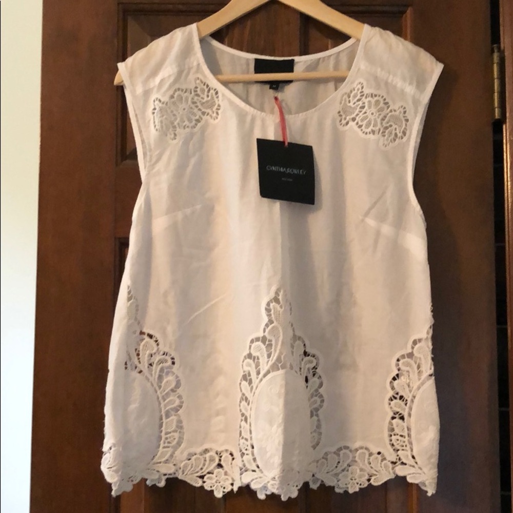 Cynthia Rowley white cotton sleeveless shirt